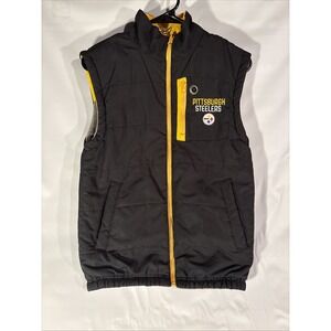 Pittsburgh Steelers Reversible Fleece Full Zip Vest Yellow Shell Logo Men's S